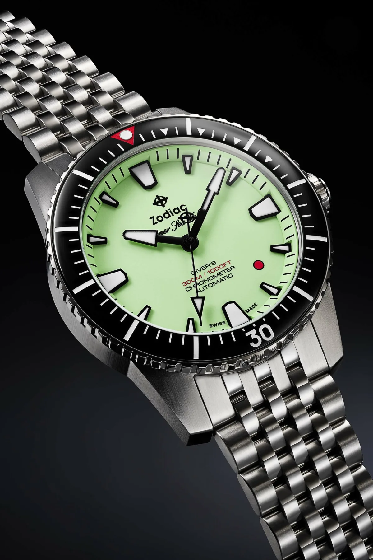 Zodiac Super Sea Wolf Pro-Diver stainless steel bracelet