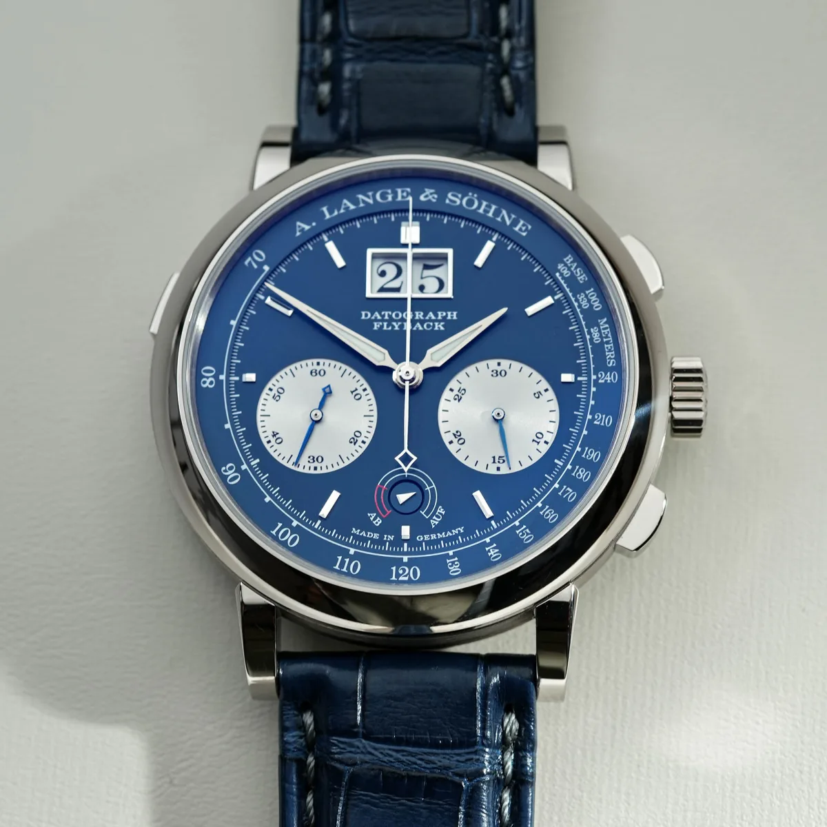 Blue rhodium sub-dials of Anniversary Datograph