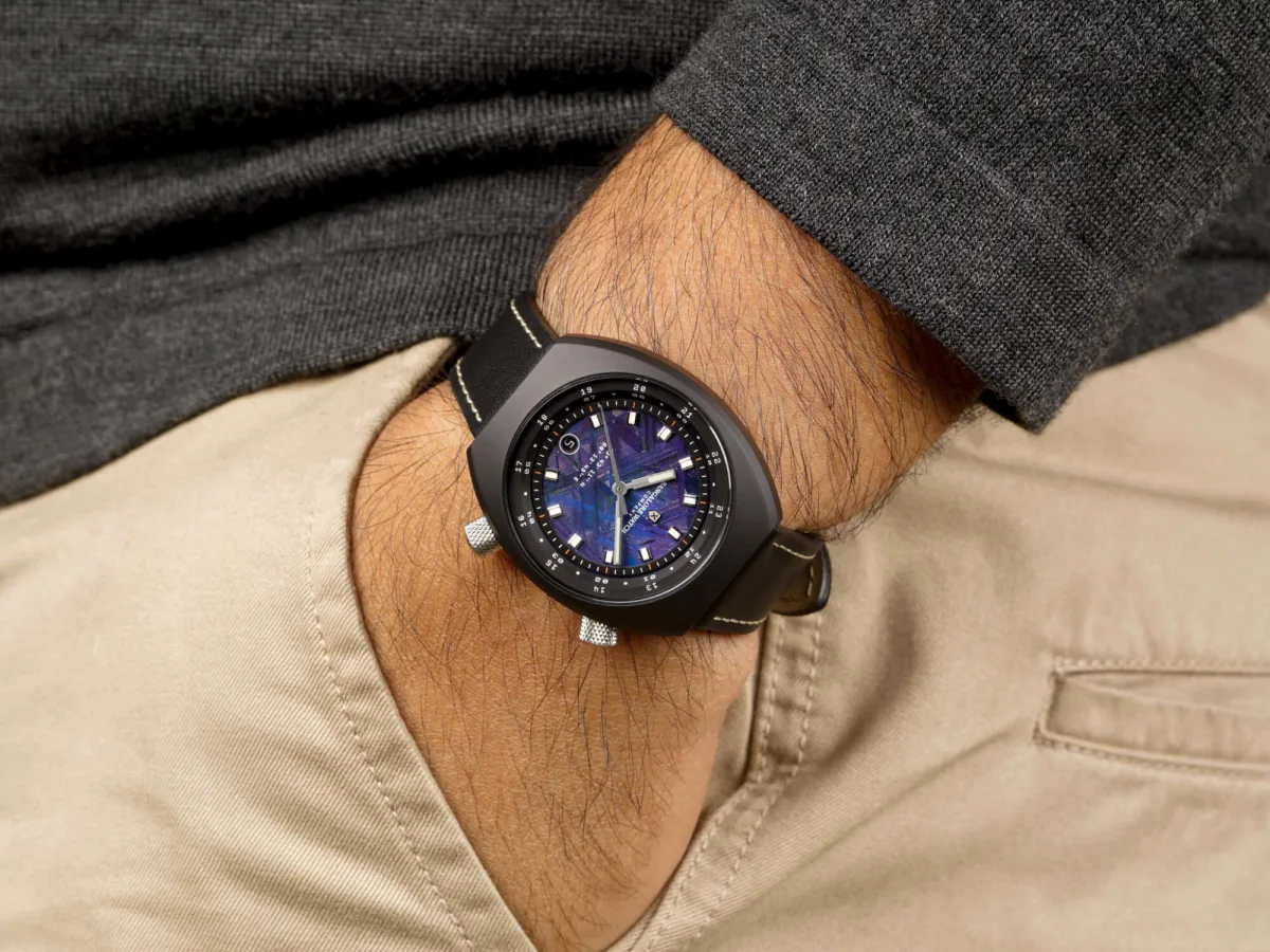 Bangalore Watch Co. Apogee Karman Line watch with blue meteorite dial