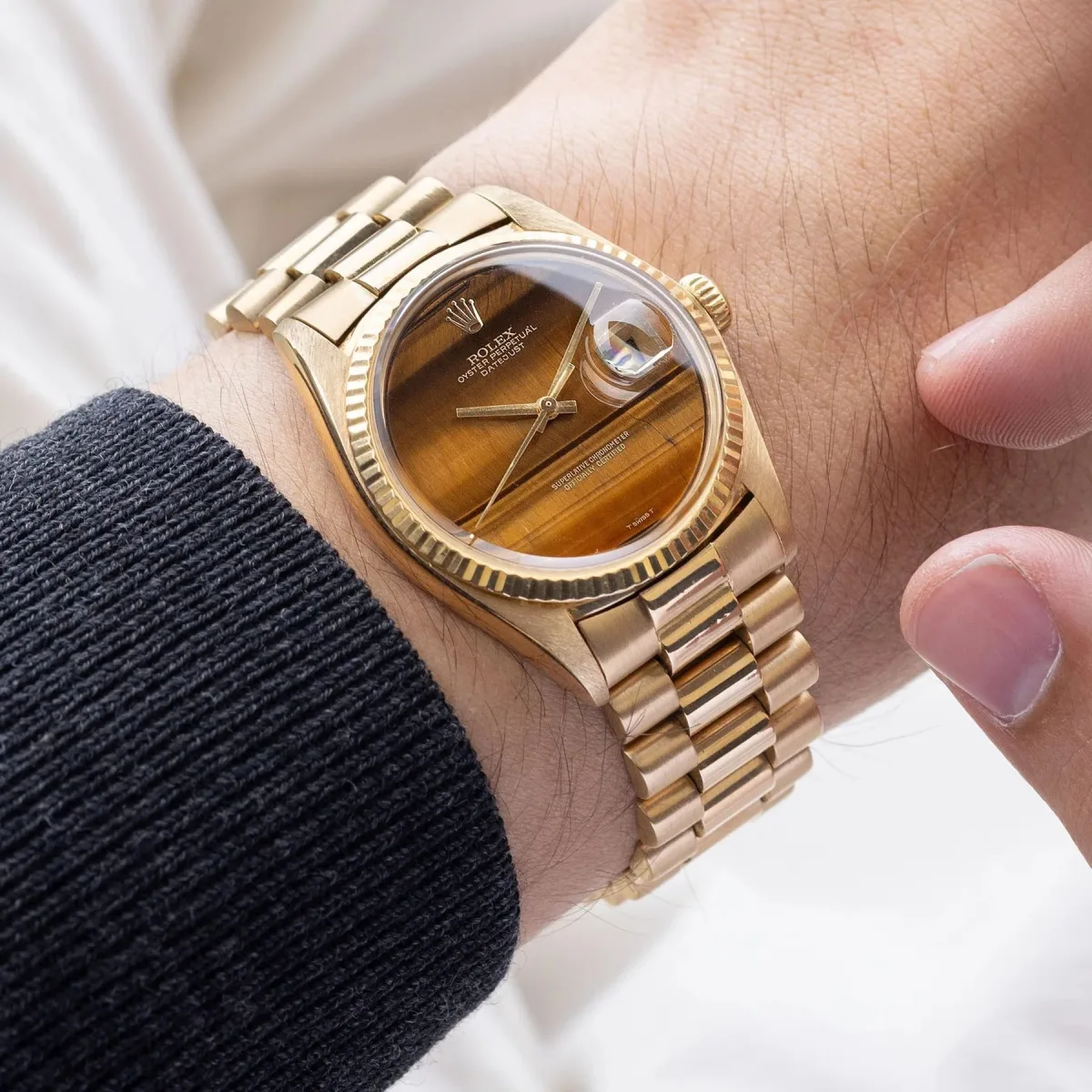 Close-up of Rolex tiger eye dial