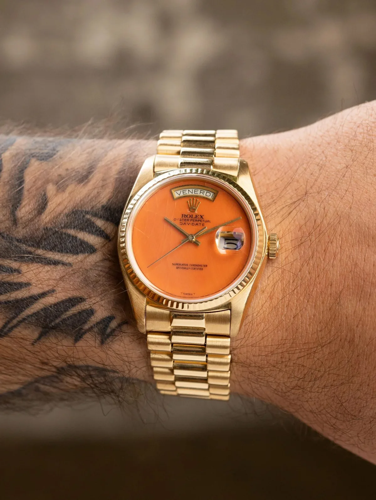 Rolex watch with coral dial