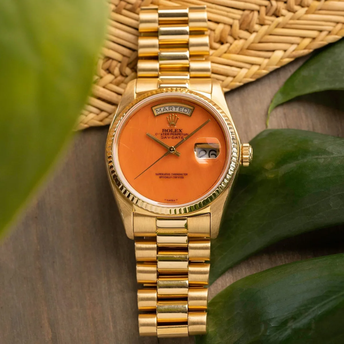 Close-up of Rolex coral dial