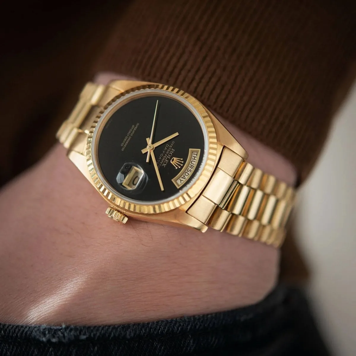 Close-up of Rolex onyx dial
