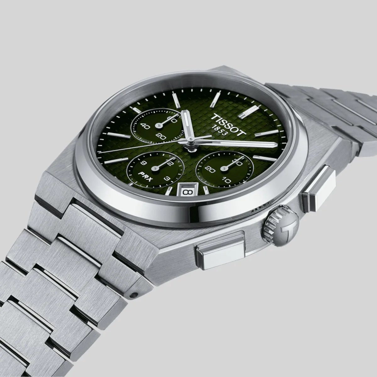 Tissot PRX Chronograph Green watch with gradient dial