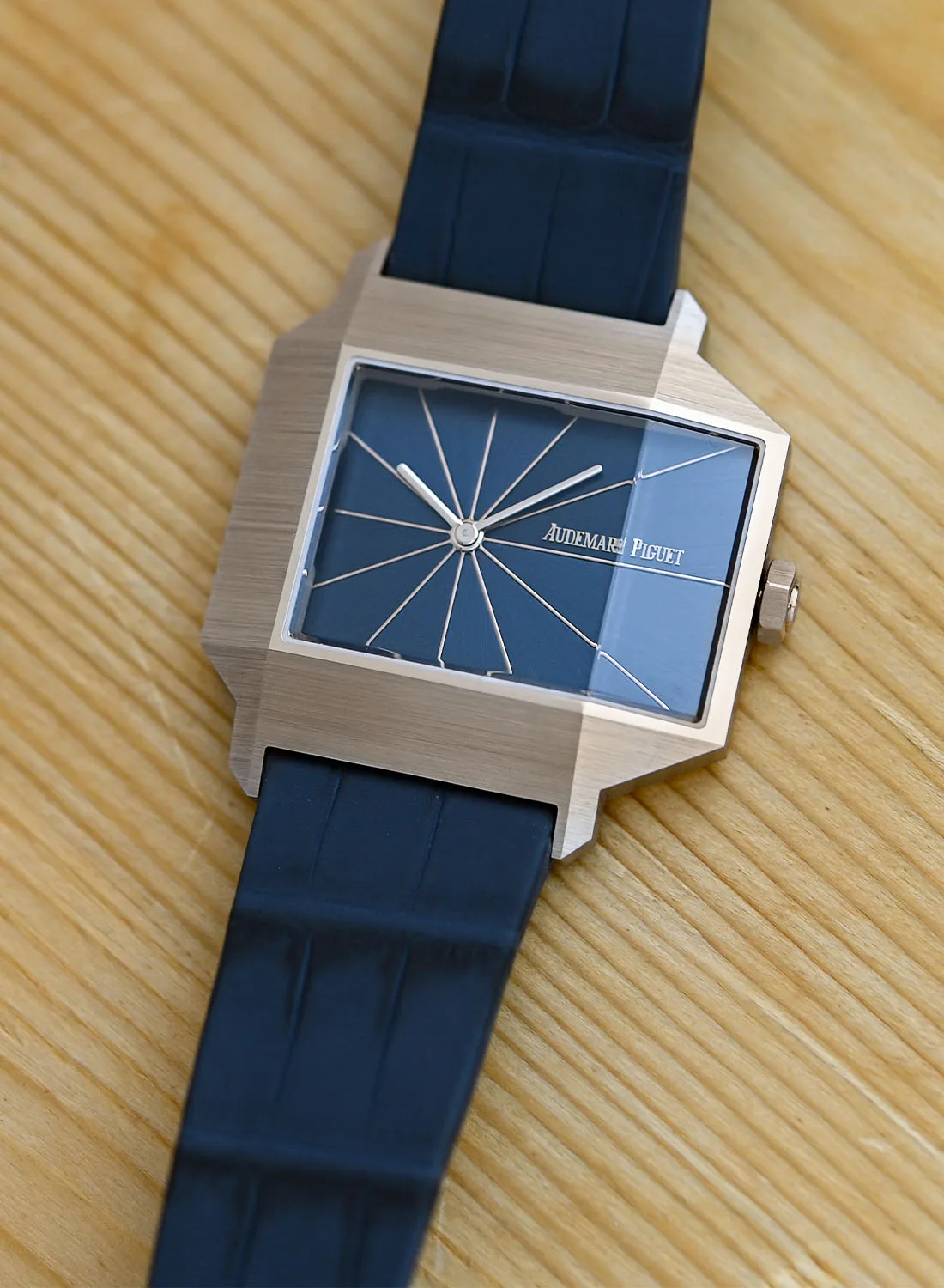 Close-up of Audemars Piguet (Re)Master02 with asymmetrical design