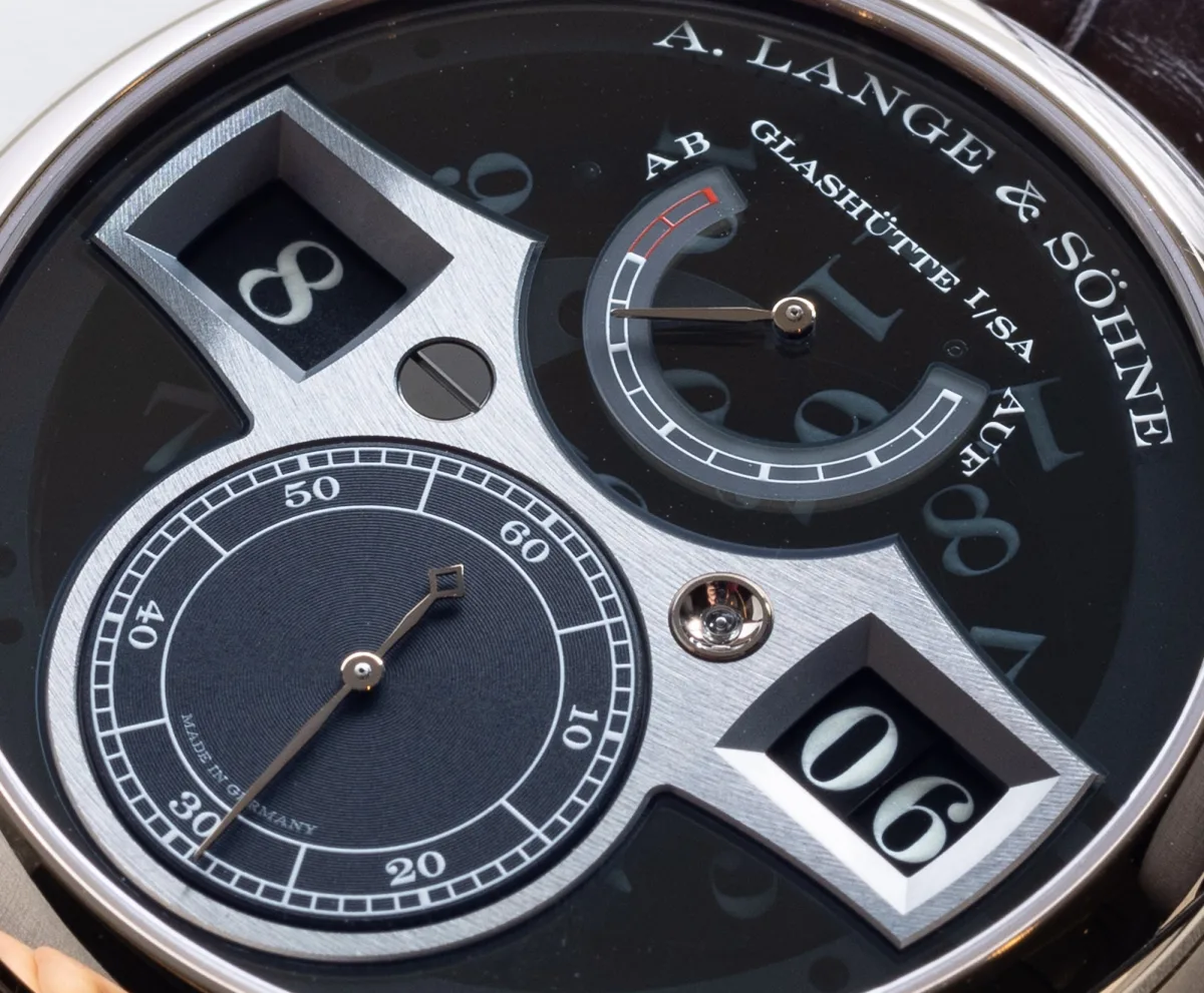 Front view of A. Lange & Söhne Zeitwerk Honeygold Lumen watch