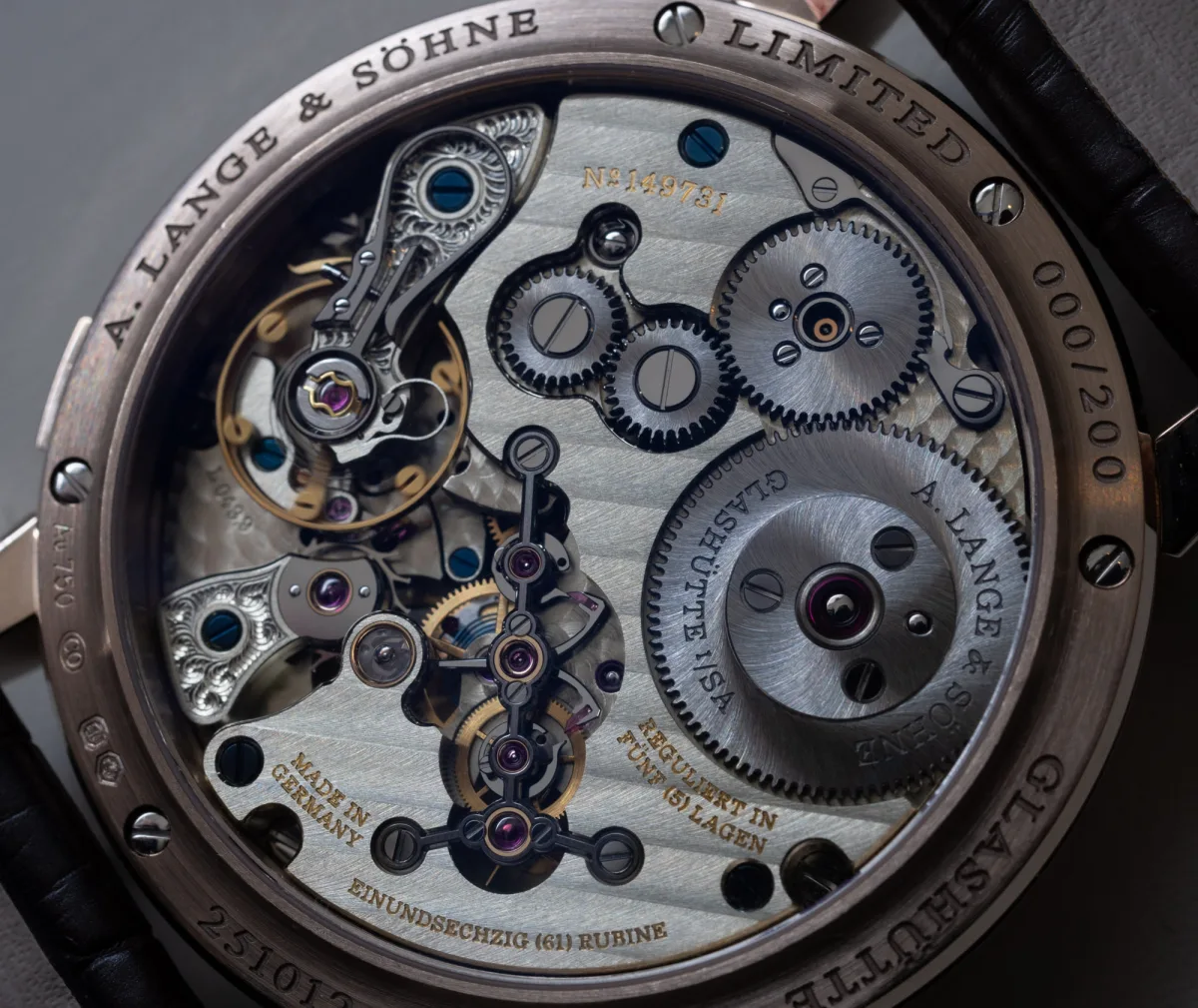 Close-up of Zeitwerk Honeygold Lumen dial