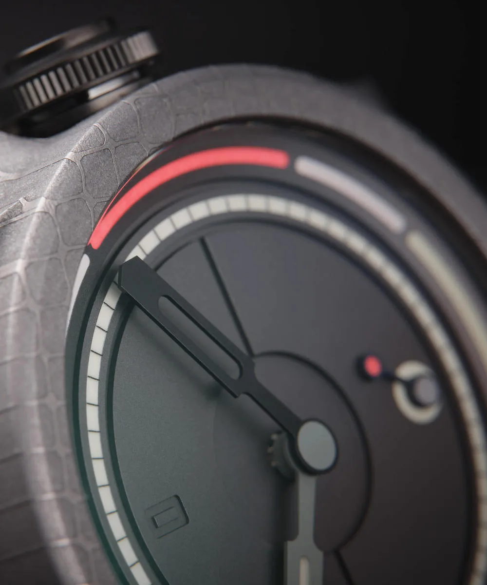 Schofield Obscura watch case close-up