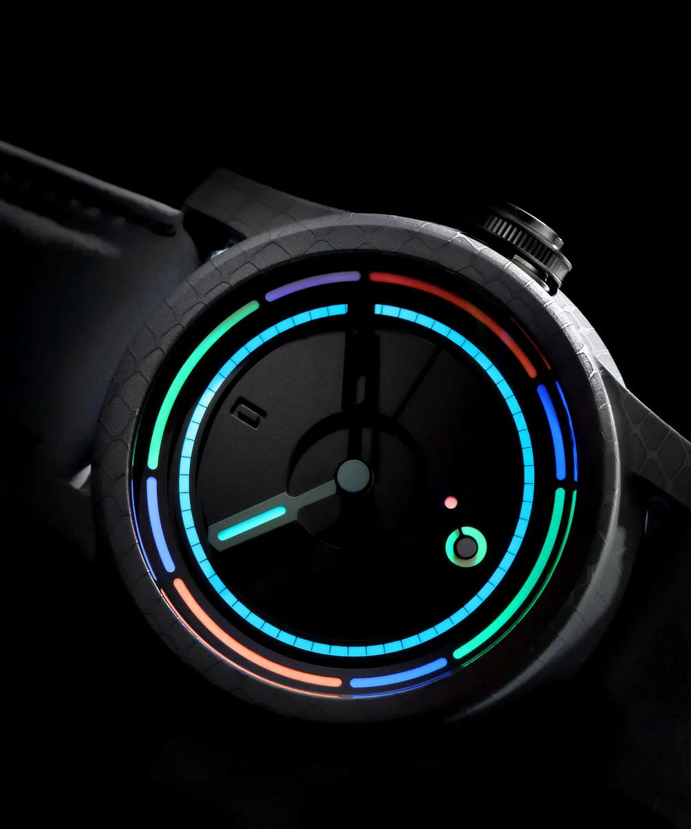 Side view of Schofield Obscura watch
