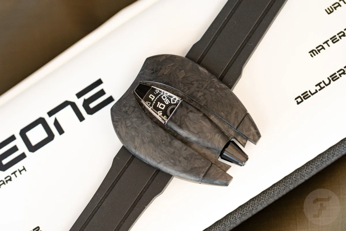 SpaceOne Jumping Hour watch with forged carbon body