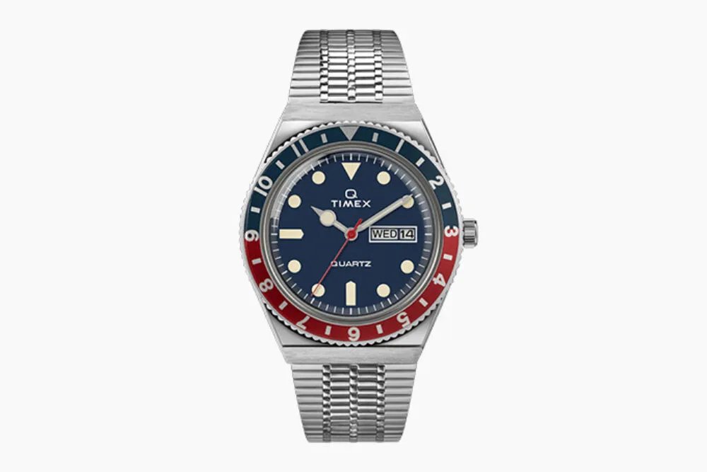 Q Timex Reissue vintage style watch with Pepsi bezel