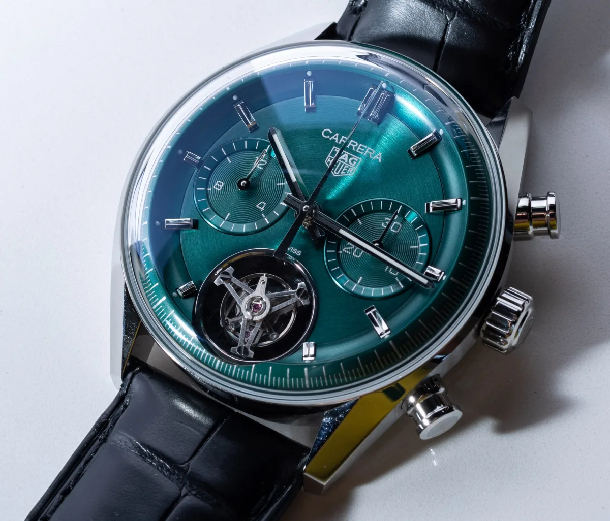 TAG Heuer Carrera Tourbillon Chronograph with teal dial