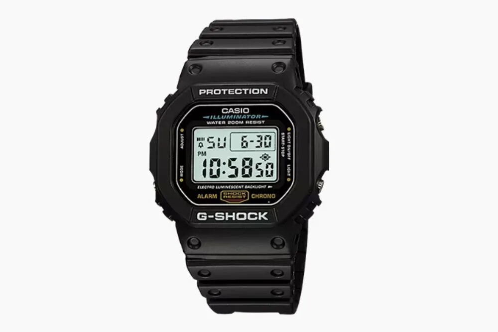Casio G-SHOCK DW5600E-1V watch on a table