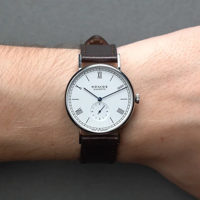 NOMOS Ludwig watch highlighting its minimalistic dial