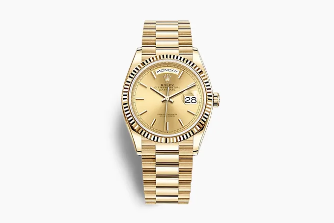 Rolex Day-Date watch in solid 18k gold