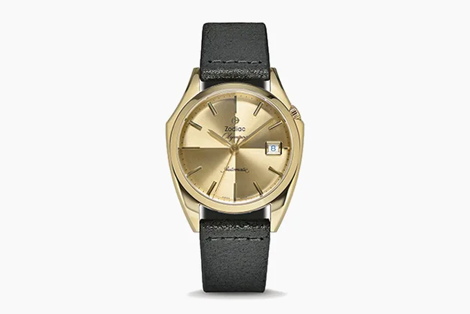 Zodiac Olympos watch with manta ray-shaped gold PVD case