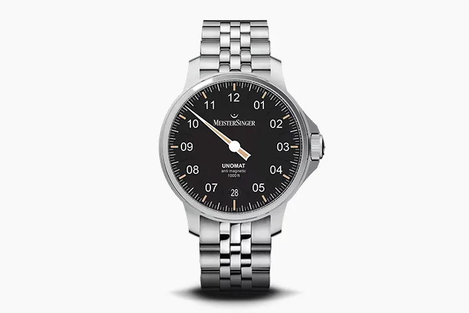 MeisterSinger Unomat watch with single hand and sporty aesthetic