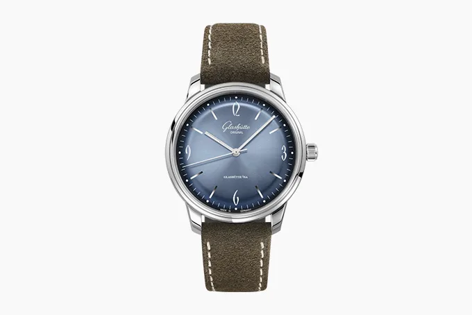 Glashütte Original Sixties Annual Edition watch with blue gradient dial and retro numerals