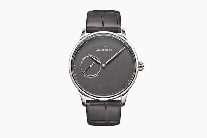 Jaquet Droz Grande Heure Minute Ardoise watch with off-center subdial and slate-gray dial