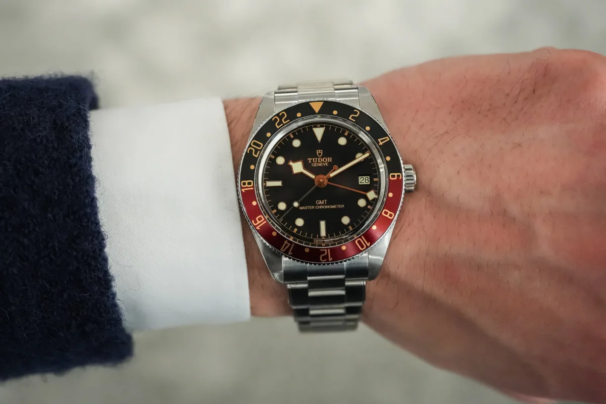 Tudor Black Bay 58 GMT dial and hands detail