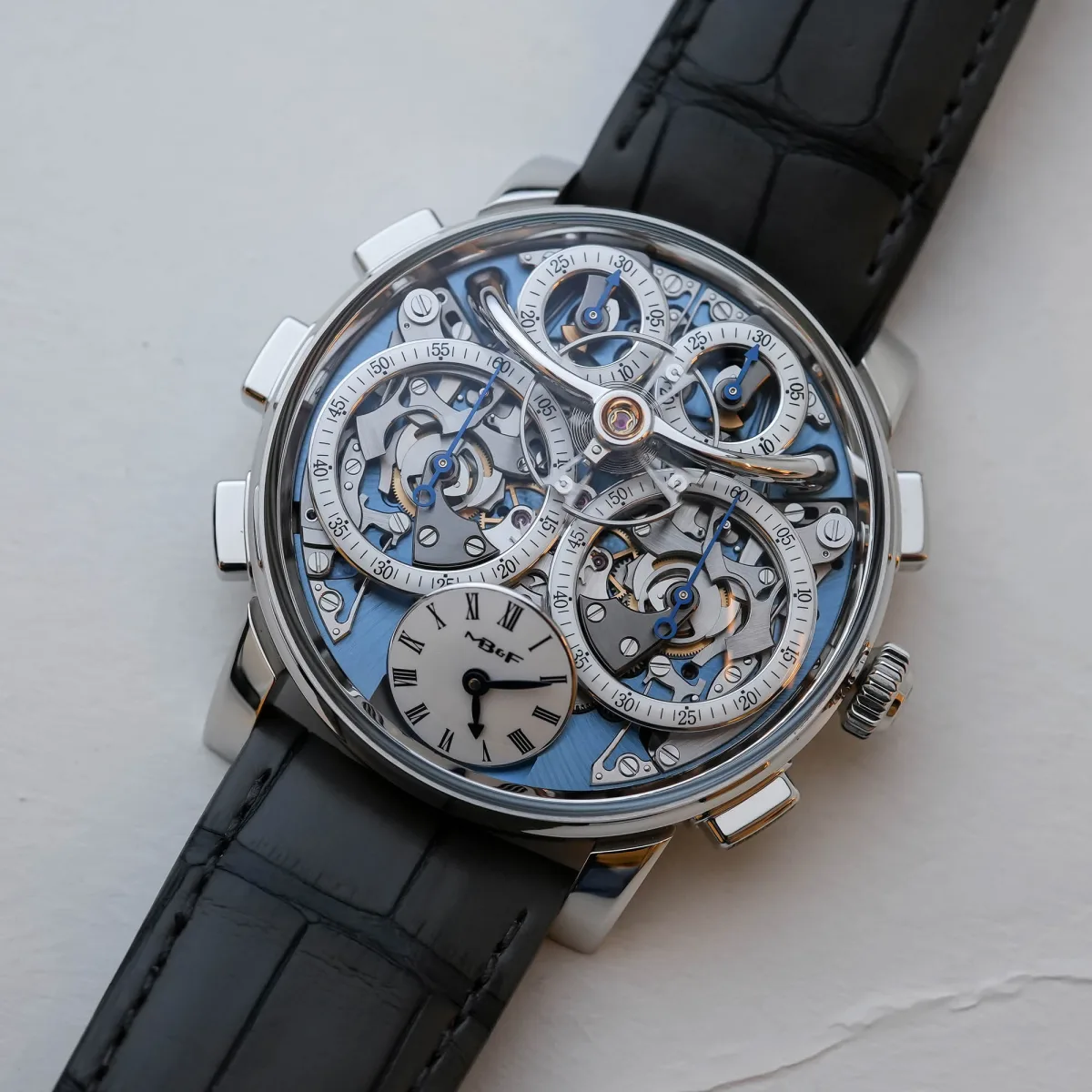 Close-up of MB&F LM Sequential Flyback chronograph