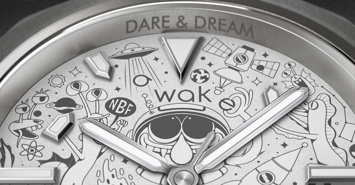 Close-up of dial details on the Awake 01 Titane Dare & Dream