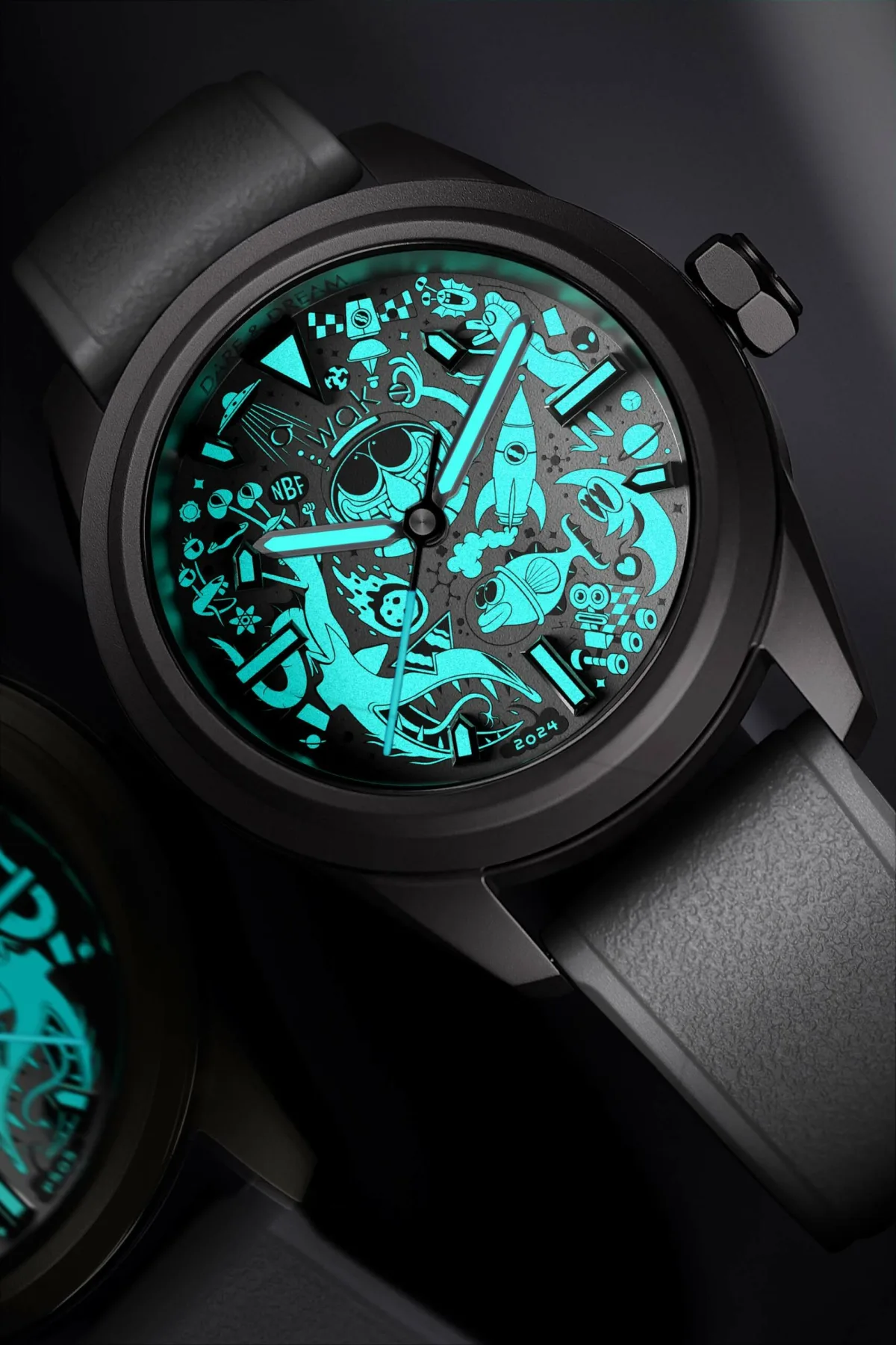 Engraving on the Awake 01 Titane Dare & Dream rehaut