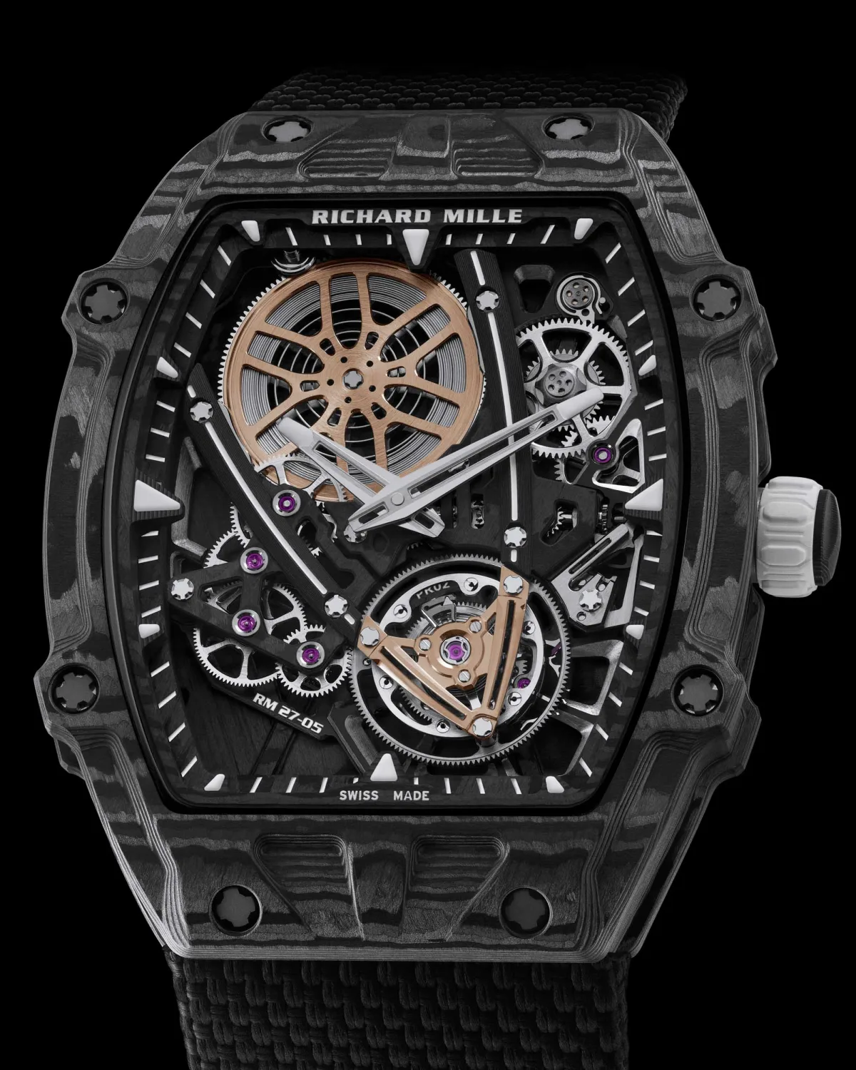 5N PVD coated floating tourbillon close-up