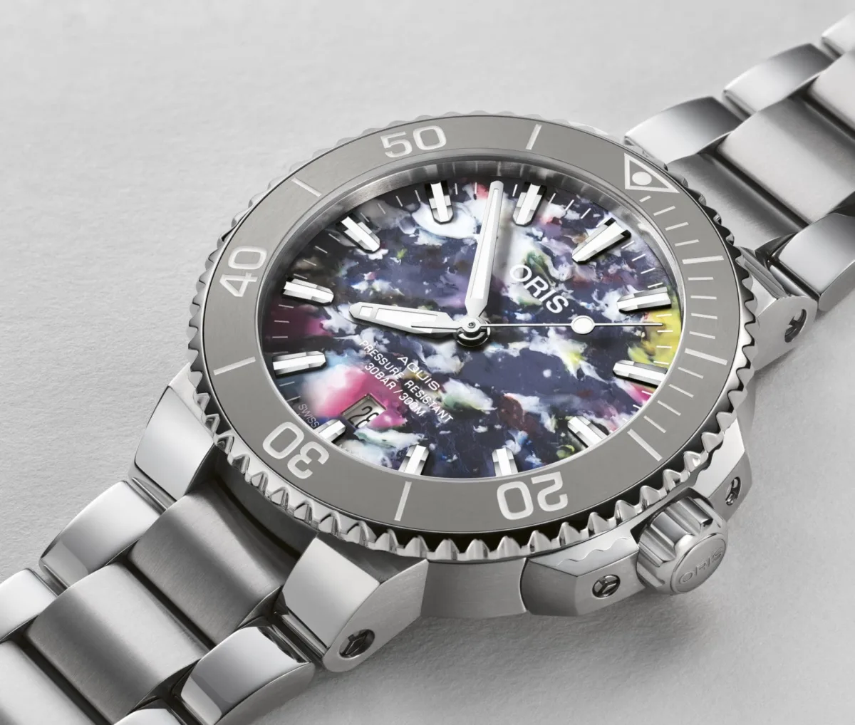 Oris Aquis Date Upcycle Calibre 400 watch with recycled dial