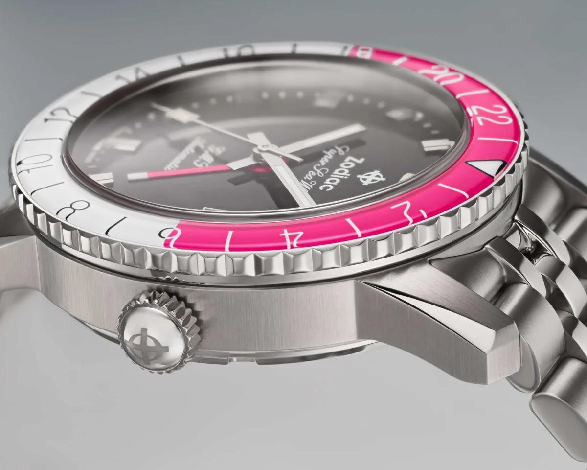 Zodiac Super Sea Wolf GMT with pink and white bezel