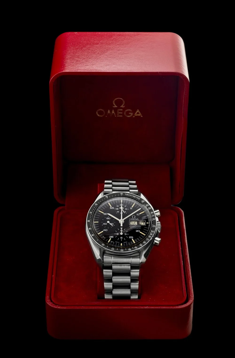 Close-up of Omega Speedmaster bracelet details