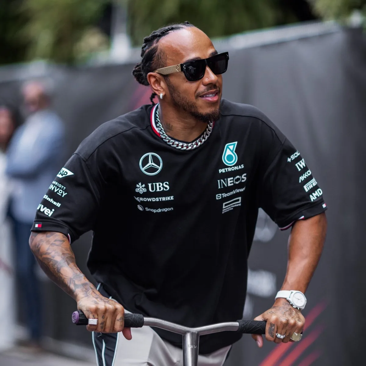 Lewis Hamilton wearing IWC Pilot’s Watch Chronograph 41