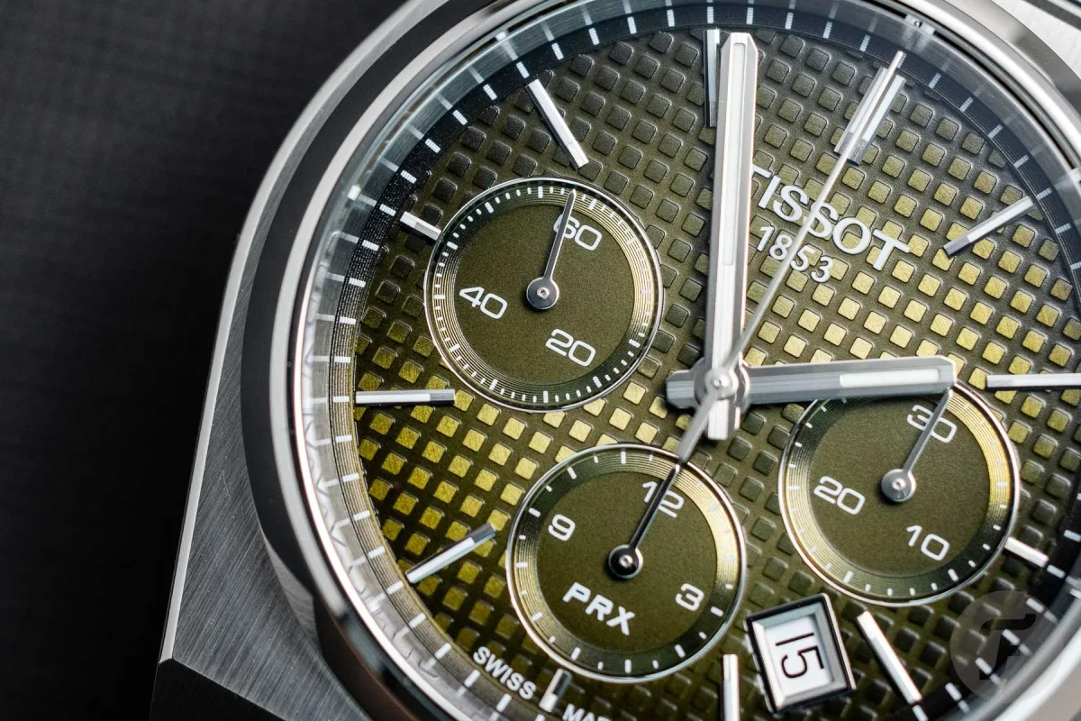 Tissot PRX Chronograph with green waffle dial