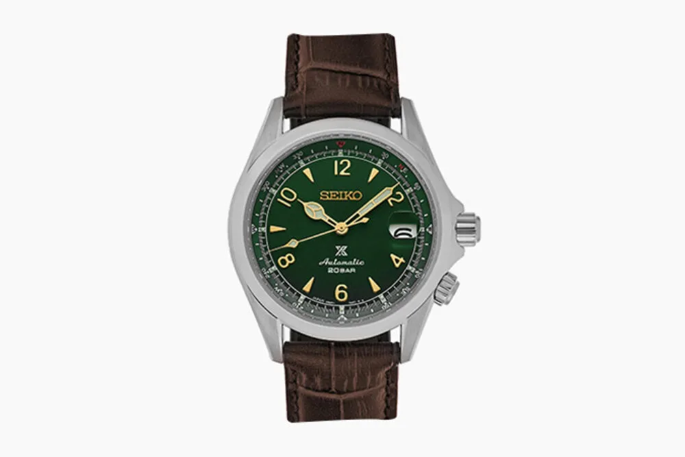 Seiko Prospex Alpinist watch with green dial and 200m water resistance