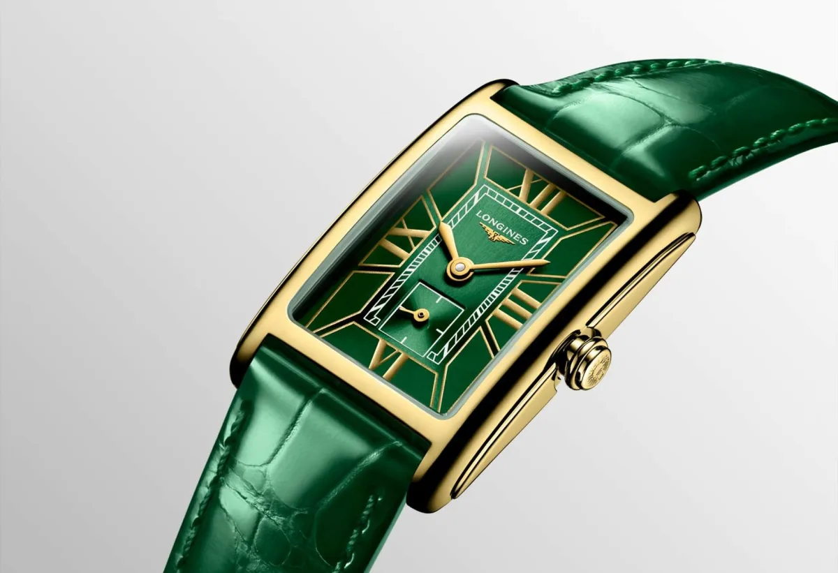 Longines DolceVita 18k watch with 18-carat gold case and guilloché dial