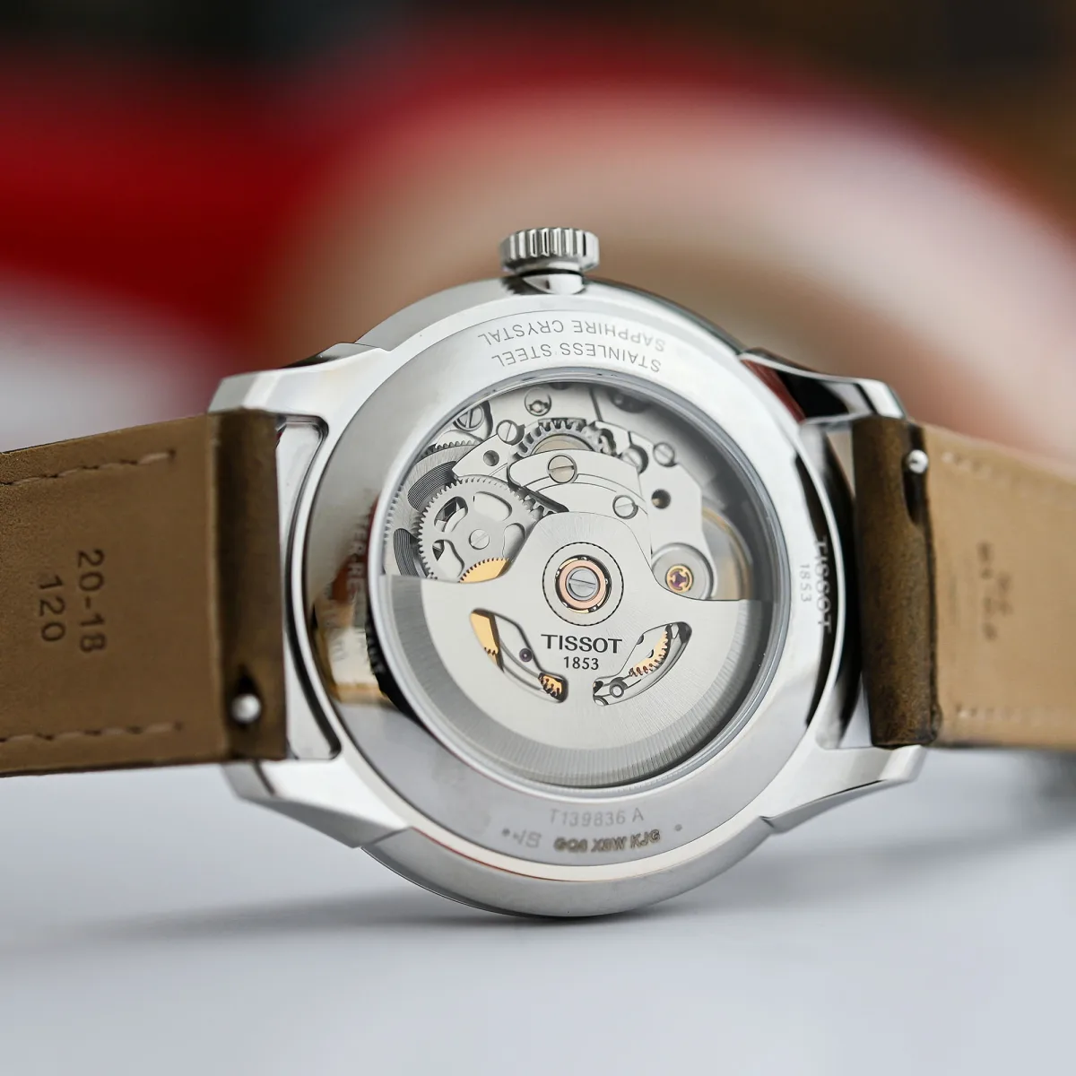 Back view of Tissot Chemin des Tourelles Skeleton watch
