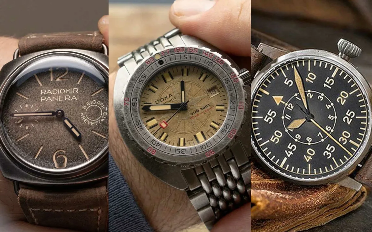 Close-up of Seiko watch with distressed finish