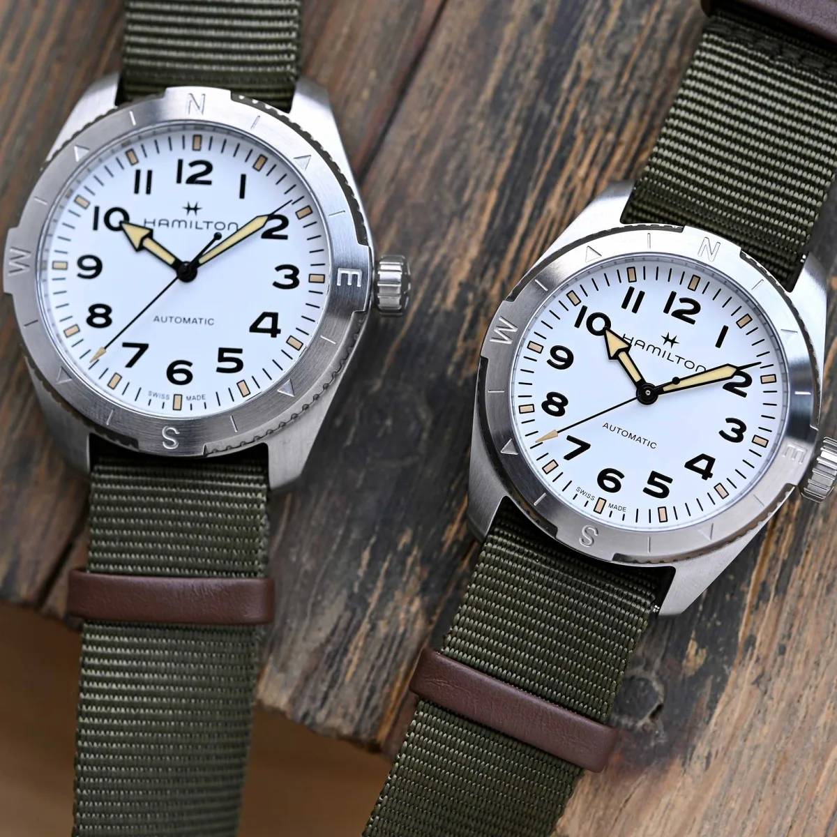 Compass bezel detail of Hamilton Khaki Field Expedition