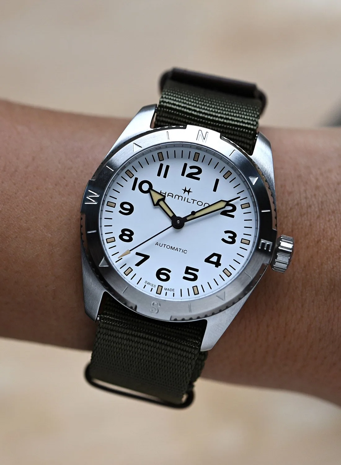 Close-up of Hamilton Khaki Field Expedition dial