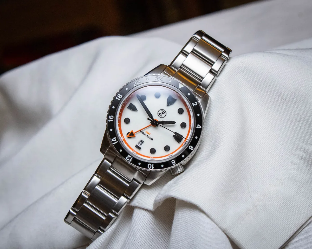 Zelos Mako 300m GMT watch front view