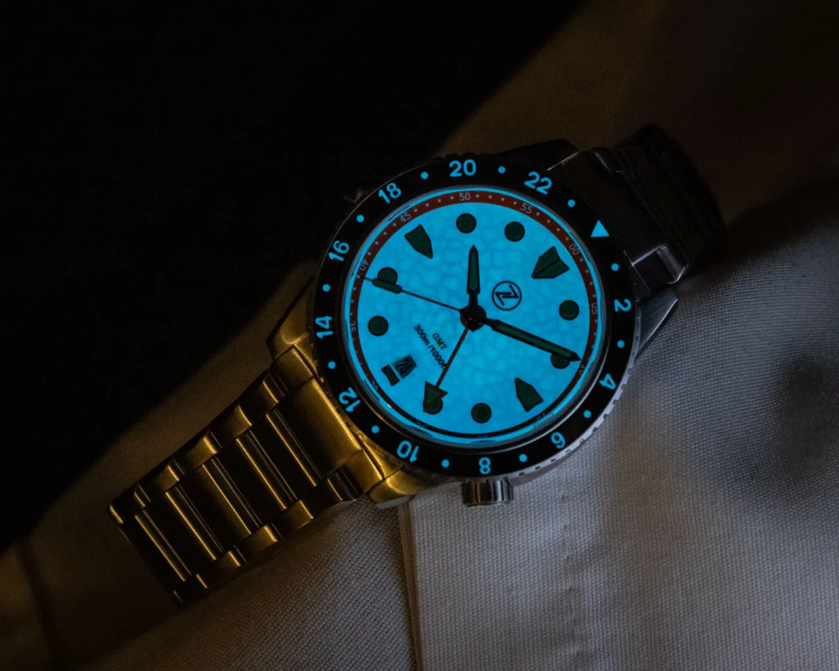 Zelos Mako 300m GMT on wrist