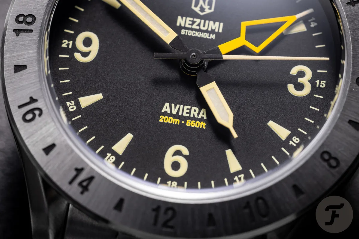 Nezumi Aviera GMT watch with black dial
