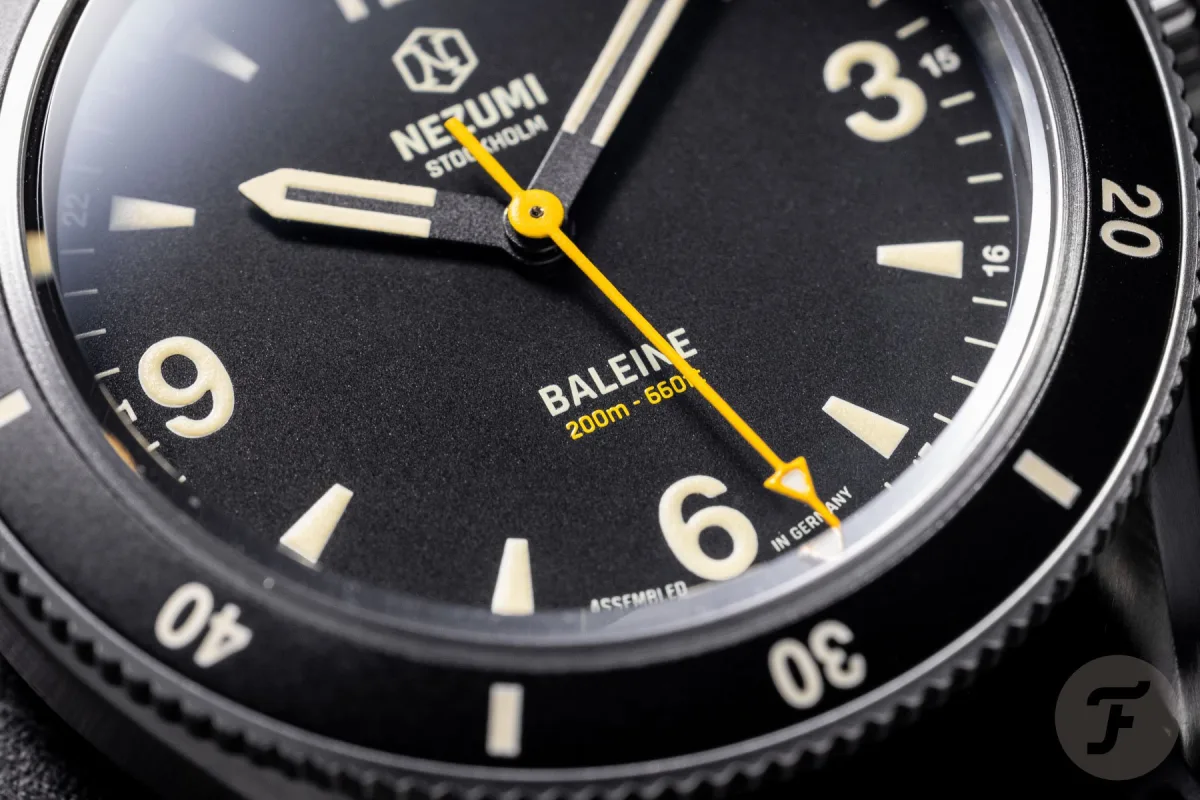 Nezumi Baleine dive watch with black dial