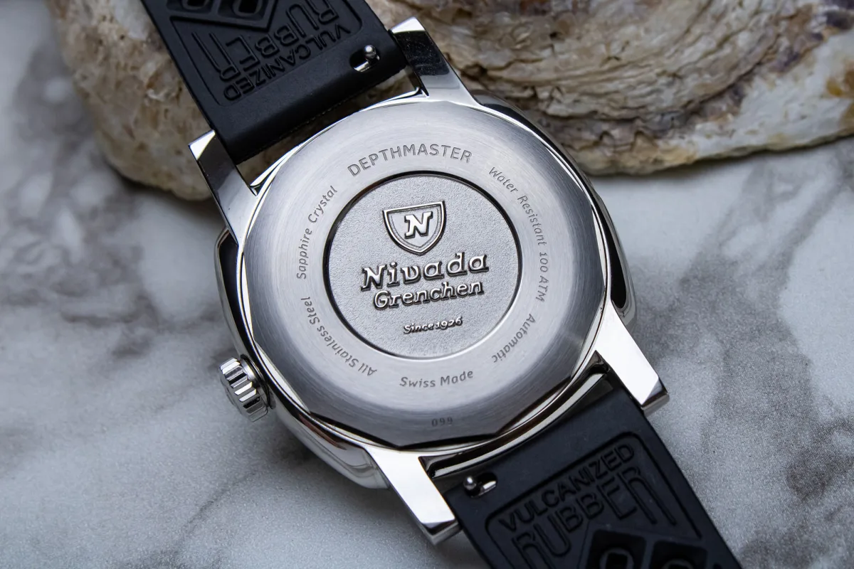 Nivada Grenchen Depthmaster Orange with rubber strap