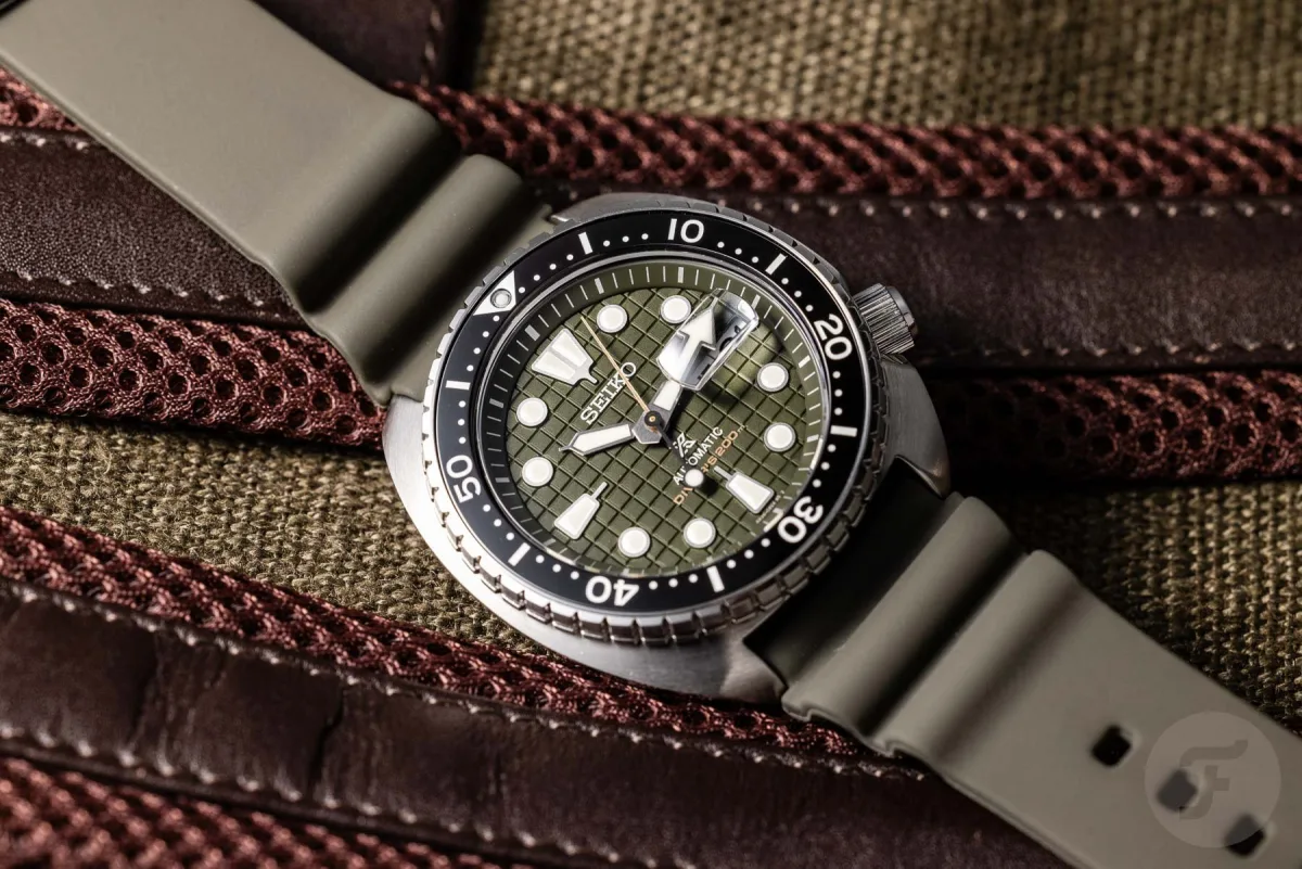 Close-up of Seiko SRPE05 King Turtle case back