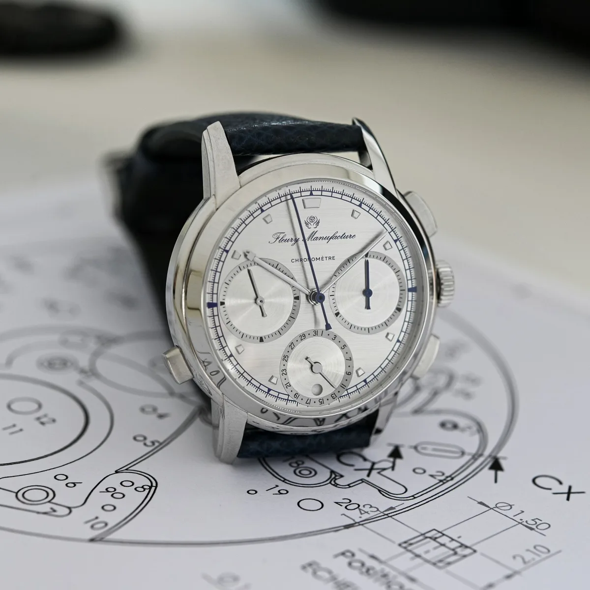 Fleury FXR-4 chronograph watch in steel and gold options