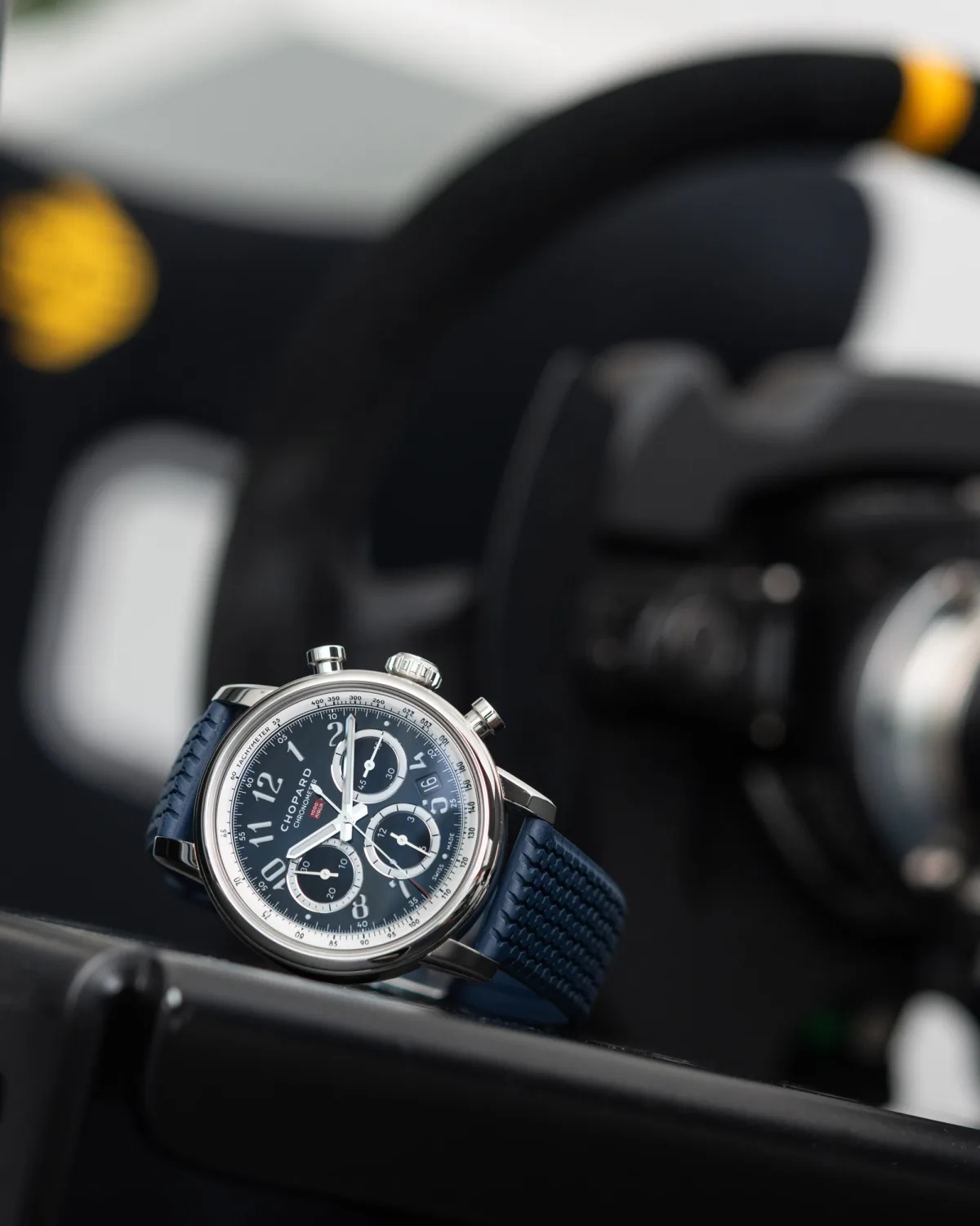 Close-up of Chopard Mille Miglia Classic Chronograph JX7 dial