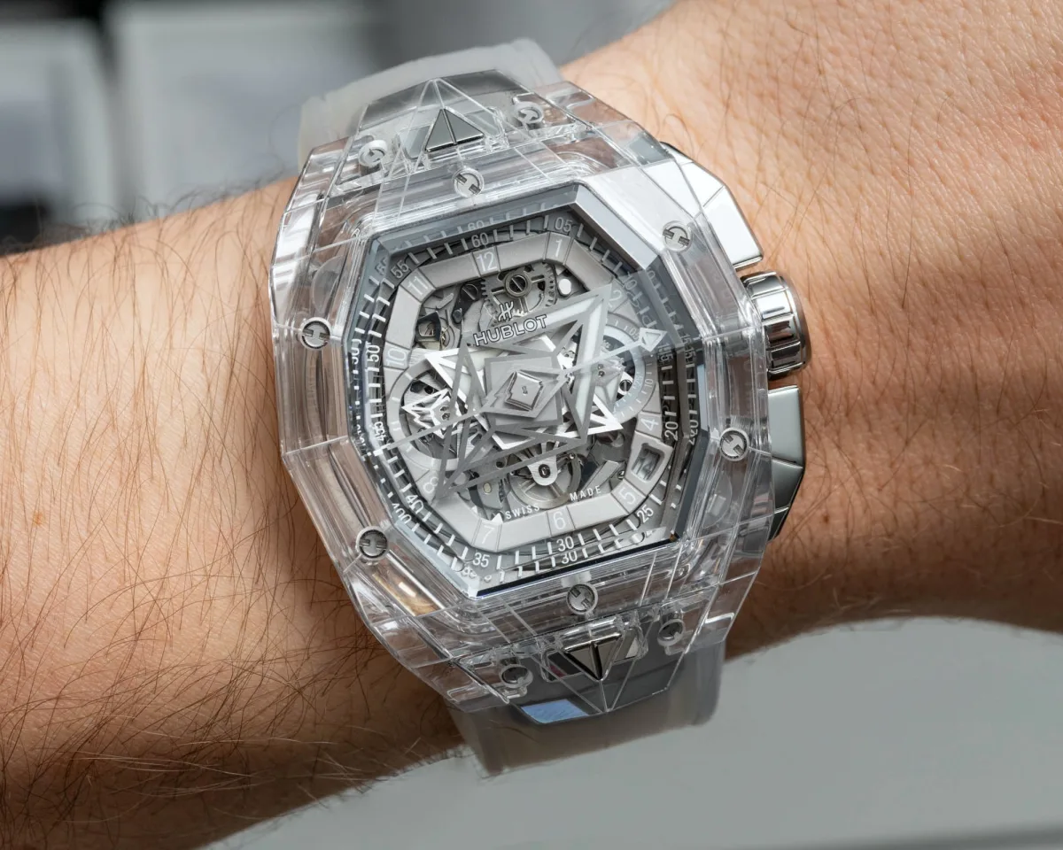 Close-up of Hublot Spirit of Big Bang Sang Bleu Sapphire case