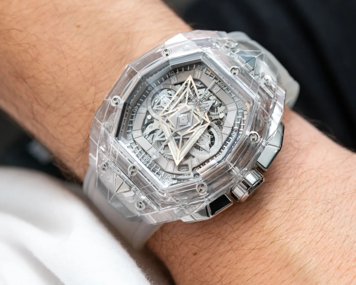 Transparent case back of Hublot Spirit of Big Bang Sang Bleu Sapphire