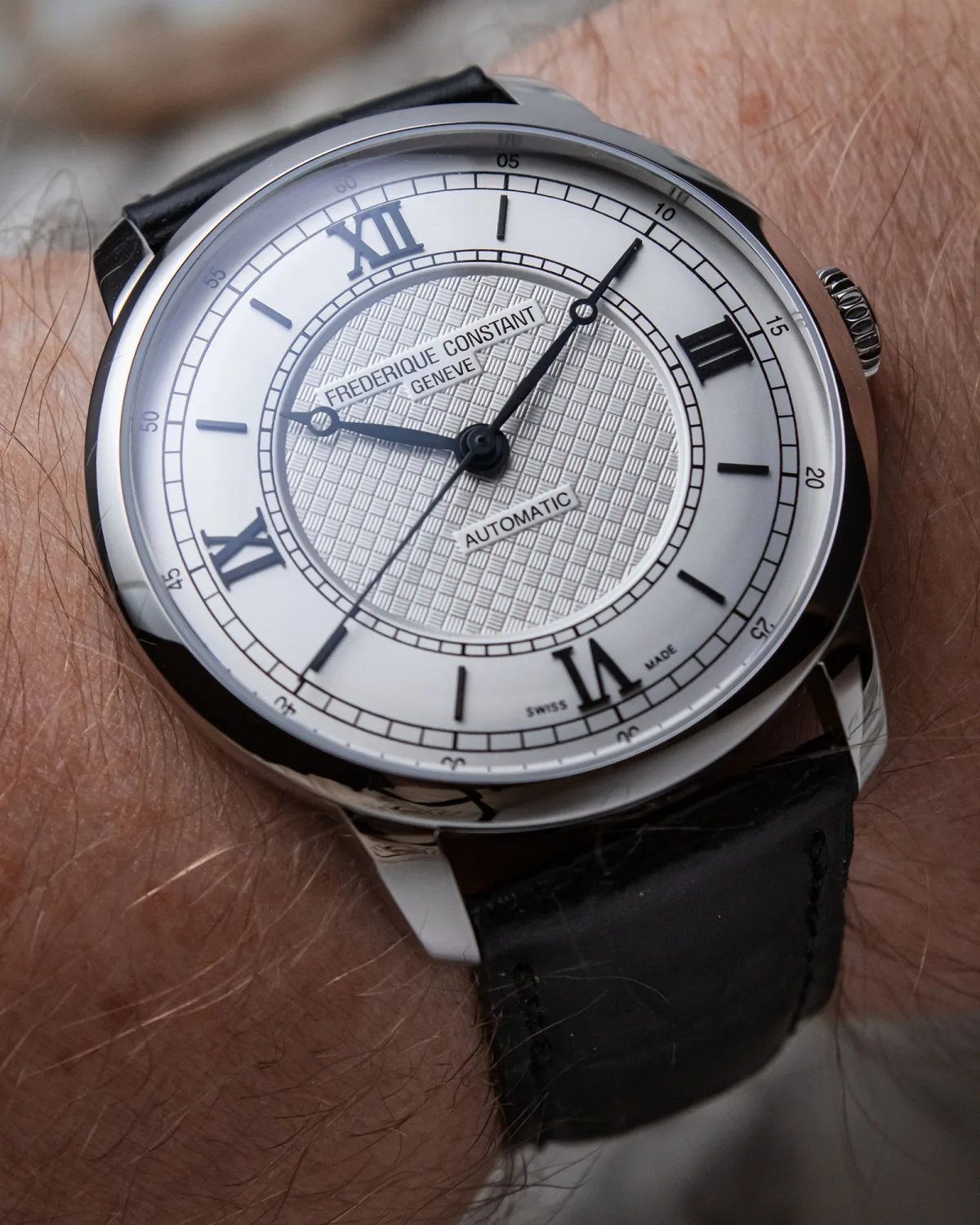 View of the FC-301 movement through sapphire caseback